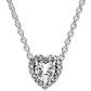 New 925 Sterling Silver Timeless Elegance Snowflake Accented Circular Hearts Collier Necklace For Popular Bead Charm DIY Jewelry